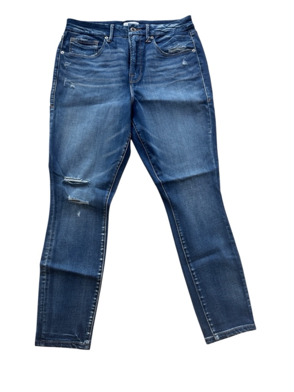 Good American Dark Blue Skinny Jeans with Light Distress